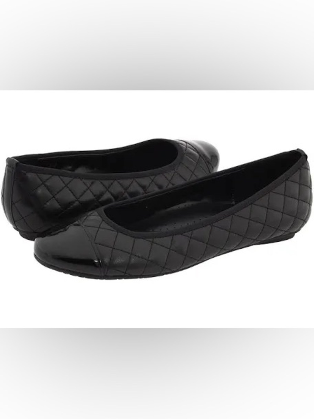 VAN Eli Serene Quilted Ballet Flats Black Patent Toe Size 8.5 NWOT